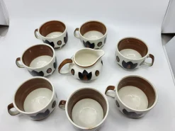 Boch La Louvière Teeservice Kimono Serie aus Steingut, Belgien, 1970er, 9 . Set