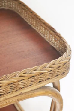 Boho Servierwagen aus Teak, Bambus & Rattan, 1950er