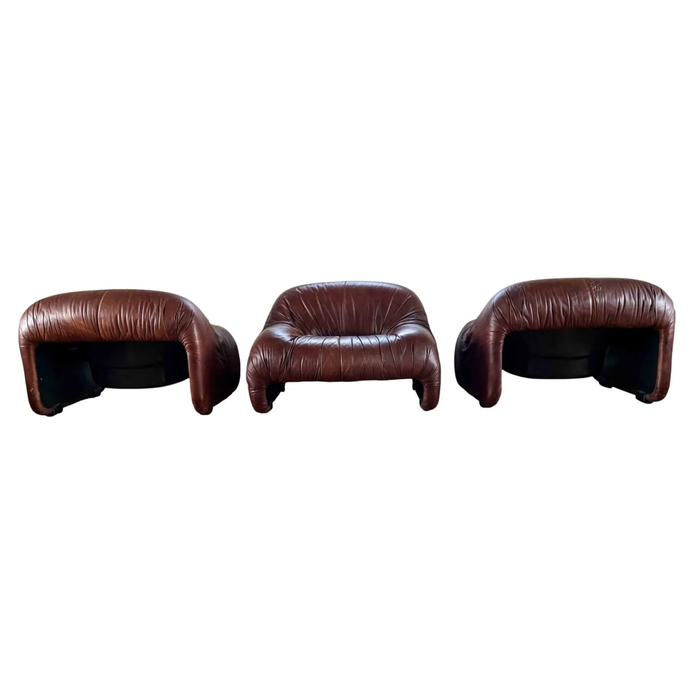 Bonanza Sessel aus braunem Leder von Tobia & Afra Scarpa für C & B Italia, 1970er, 3er Set