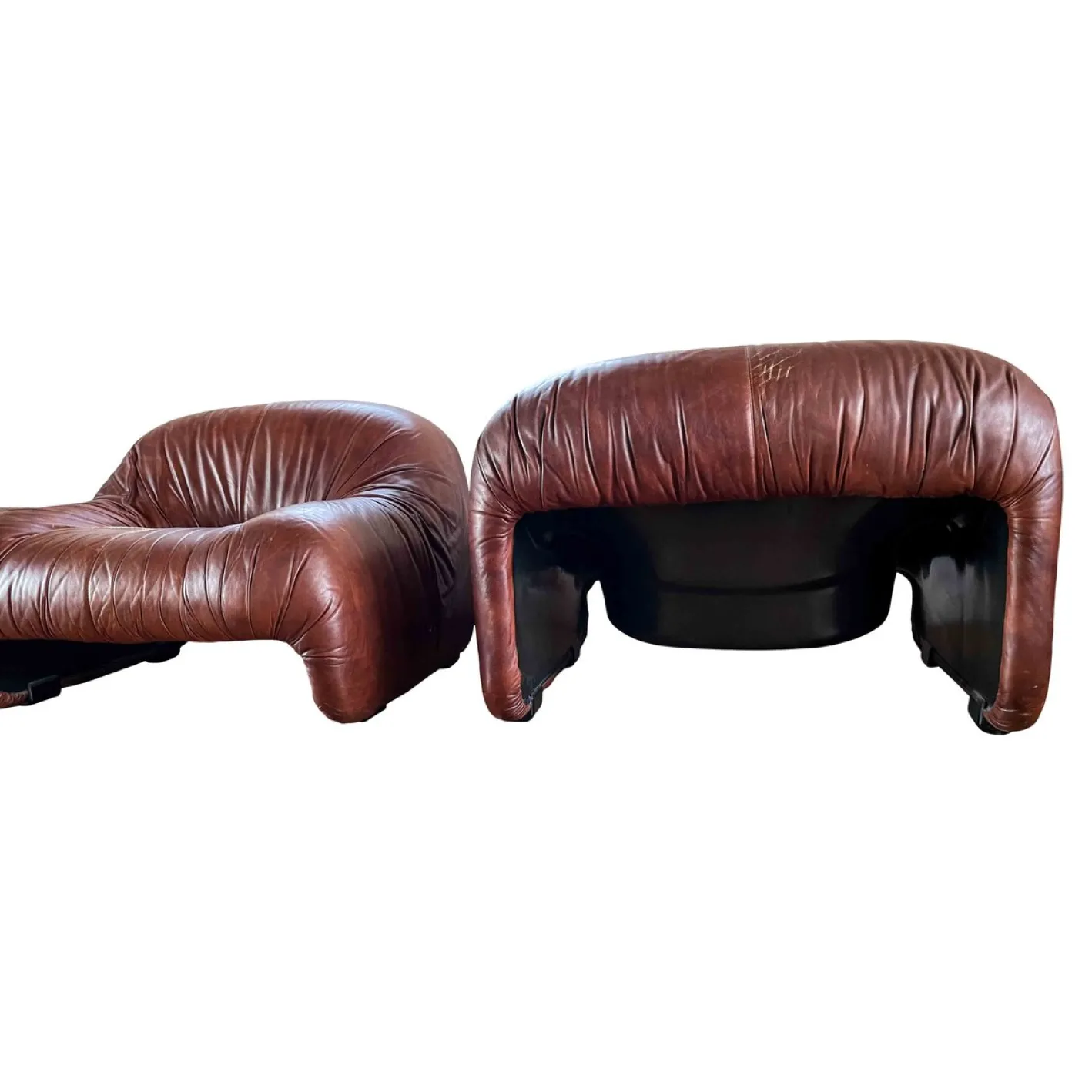 Bonanza Sessel aus braunem Leder von Tobia & Afra Scarpa für C & B Italia, 1970er, 3er Set