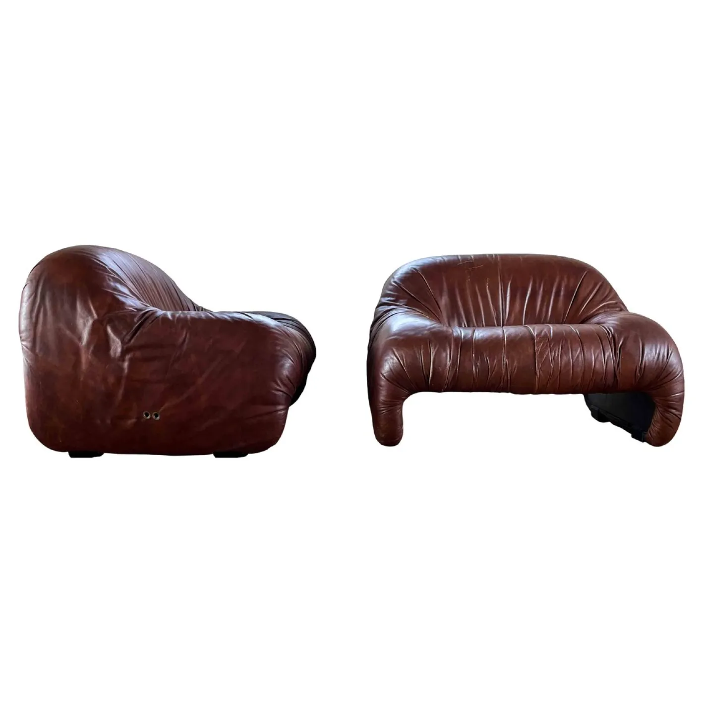 Bonanza Sessel aus braunem Leder von Tobia & Afra Scarpa für C & B Italia, 1970er, 3er Set
