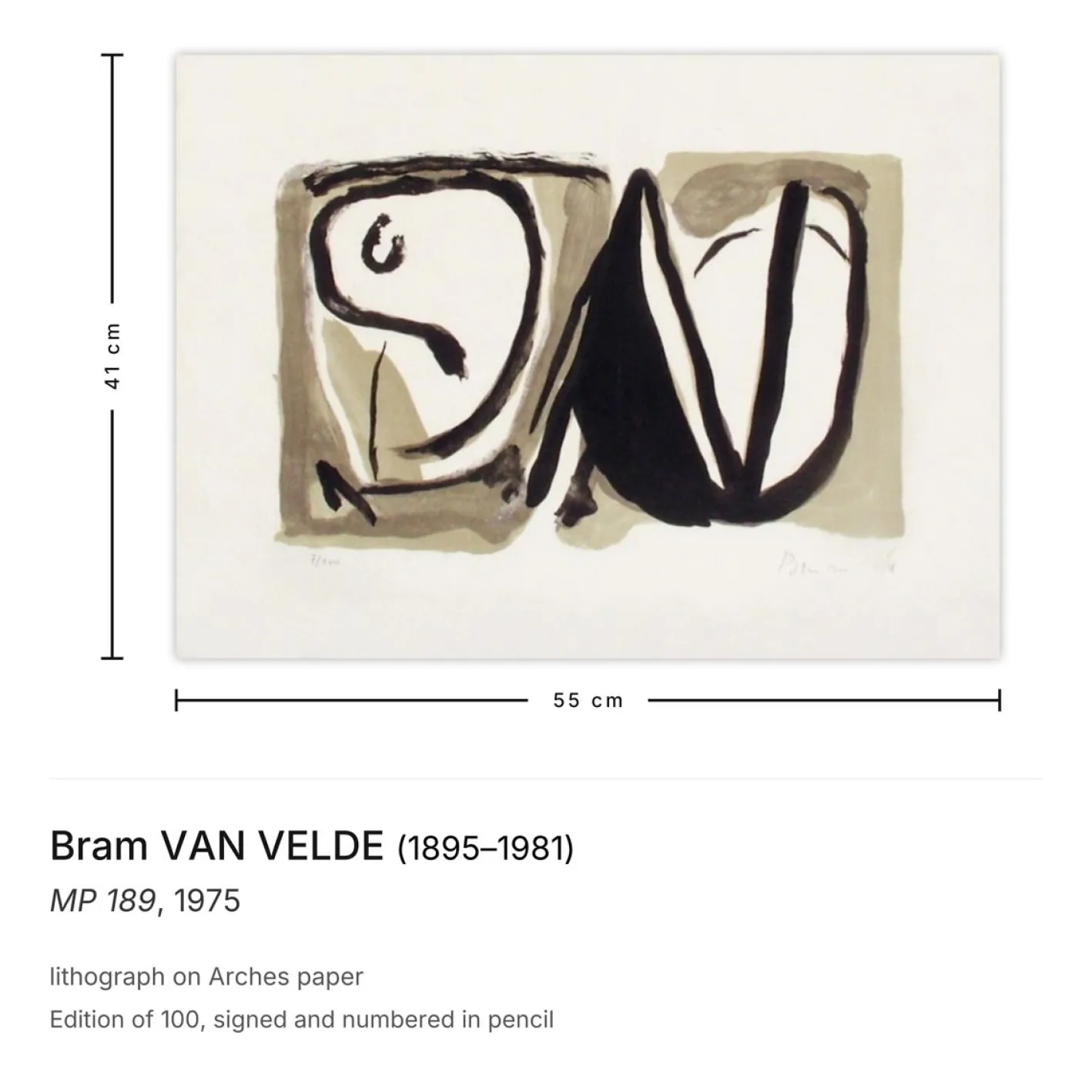 Bram Van Velde, MP 189, 1975, Lithographie