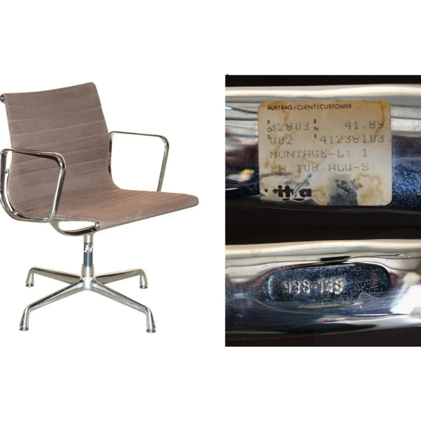 Brauner EA 108 Drehstuhl von Charles & Ray Eames