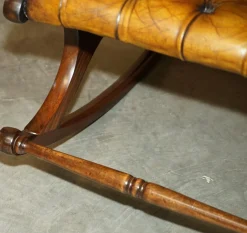 Brauner Vintage Chesterfield Schaukelsessel aus Leder