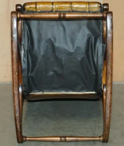 Brauner Vintage Chesterfield Schaukelsessel aus Leder