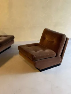 Braunes Samtsofa & Sessel von Paolo Caliari für Cassina, 1960er