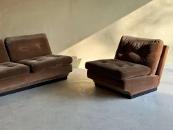 Braunes Samtsofa & Sessel von Paolo Caliari für Cassina, 1960er