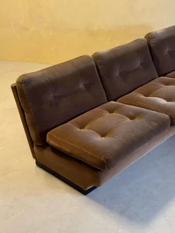 Braunes Samtsofa & Sessel von Paolo Caliari für Cassina, 1960er