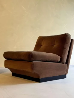Braunes Samtsofa & Sessel von Paolo Caliari für Cassina, 1960er