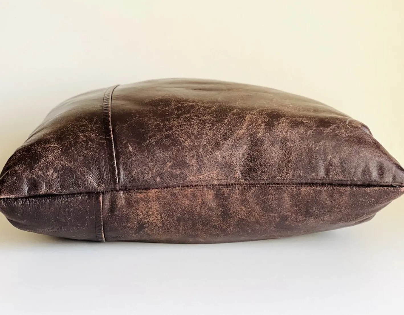 Braunes Vintage Leder Kissen