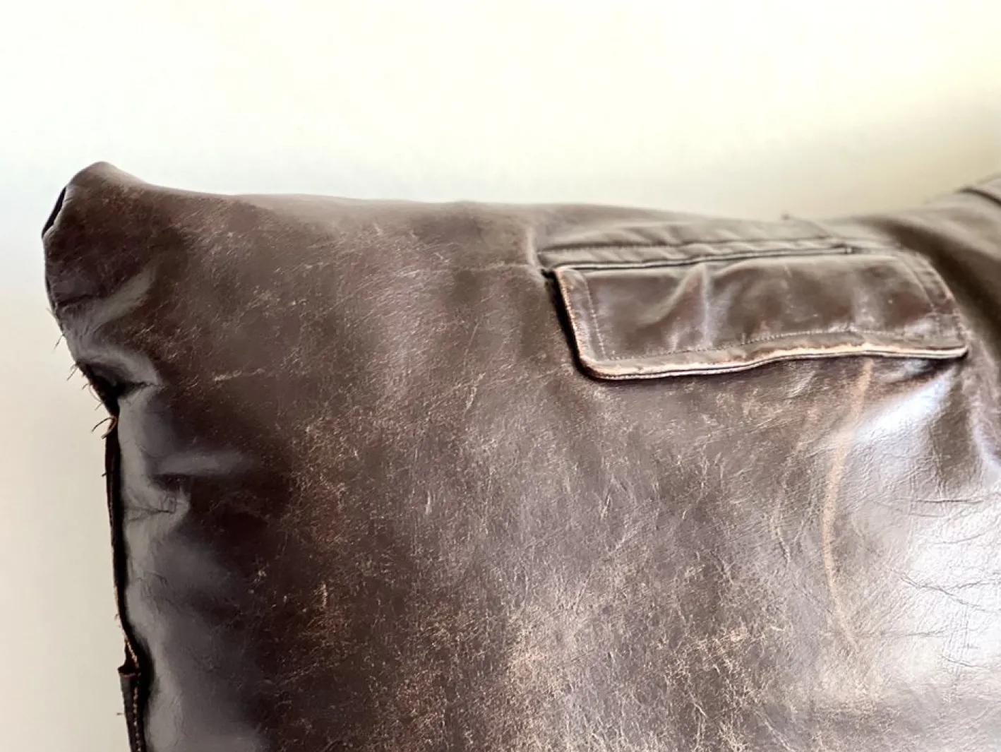 Braunes Vintage Leder Kissen