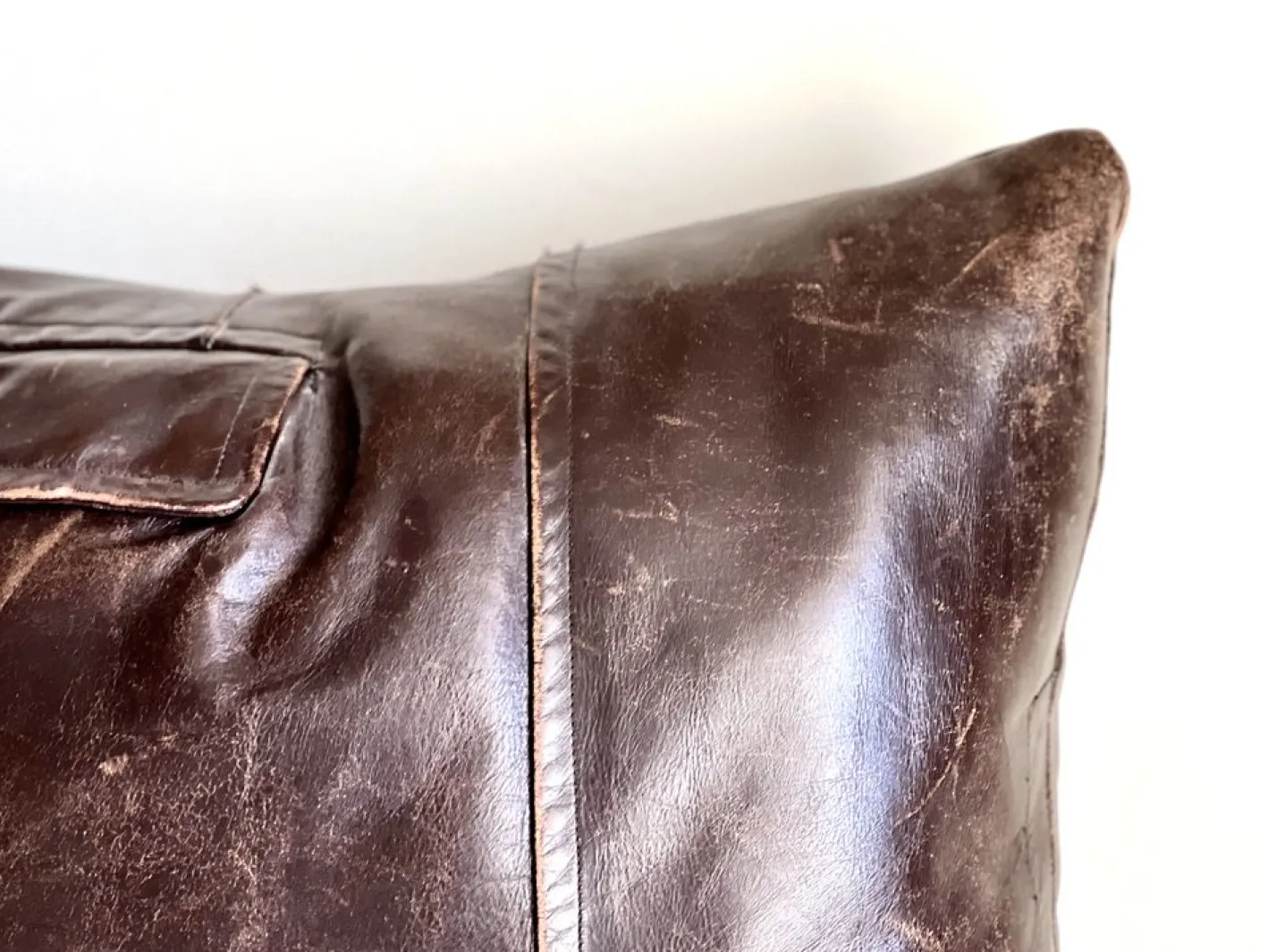 Braunes Vintage Leder Kissen