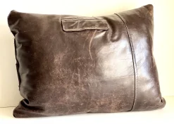 Braunes Vintage Leder Kissen