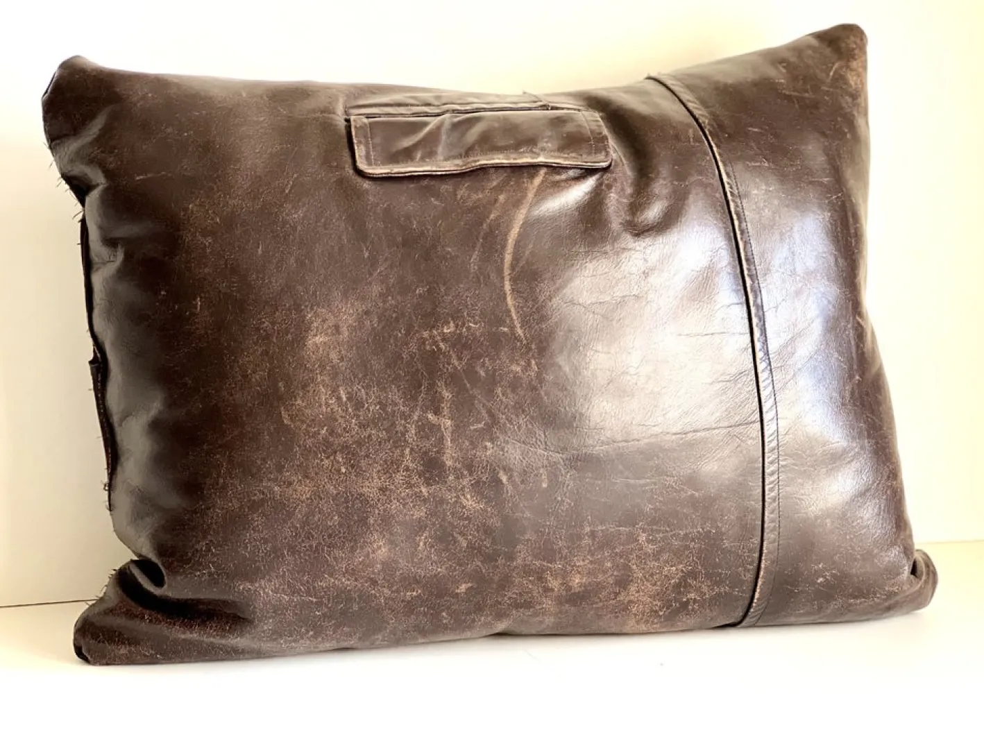 Braunes Vintage Leder Kissen