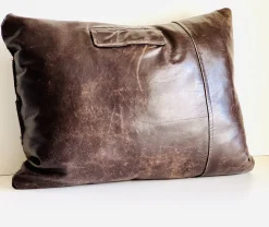 Braunes Vintage Leder Kissen