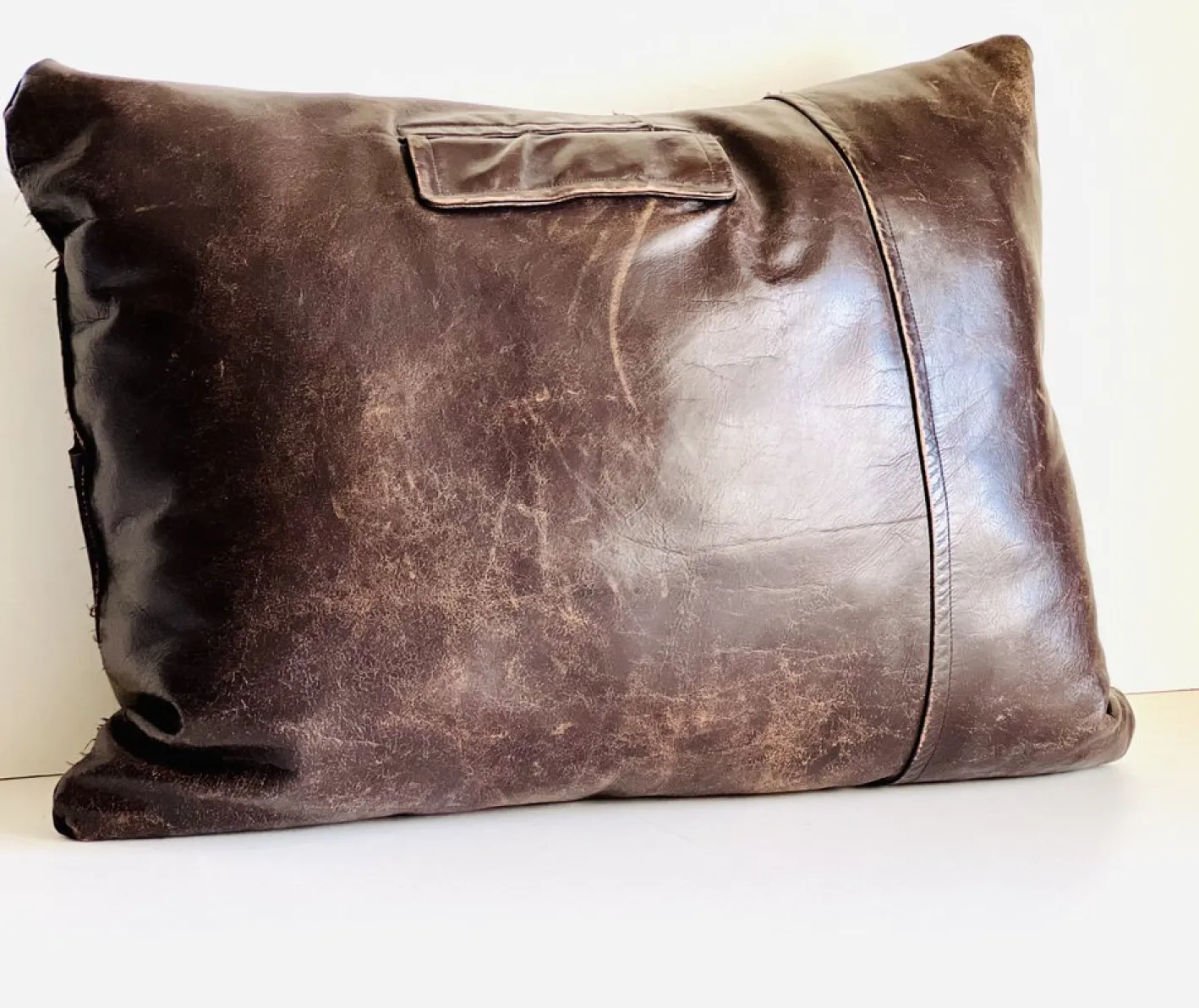 Braunes Vintage Leder Kissen