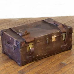 Braune Vintage Reisetruhe, 1930er
