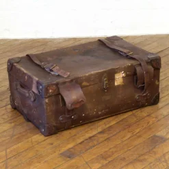Braune Vintage Reisetruhe, 1930er