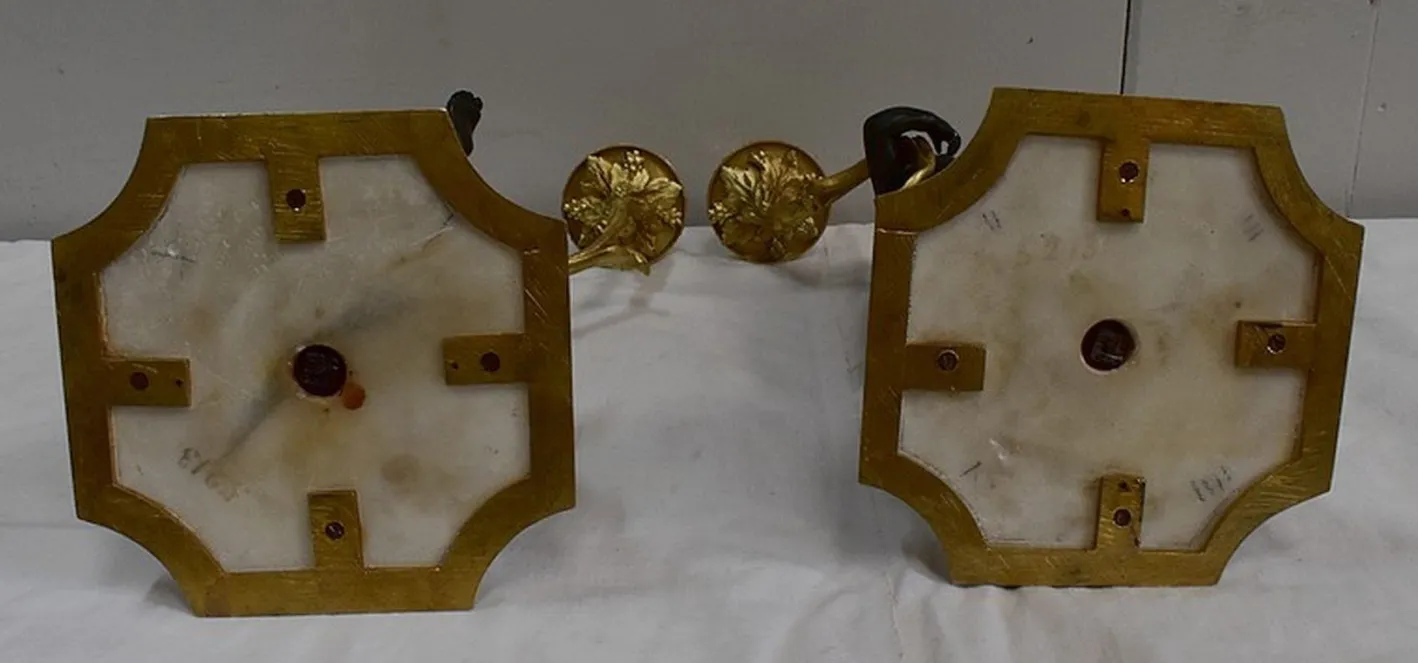 Bronze Kerzenständer, 19. Jh., 2er Set