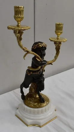 Bronze Kerzenständer, 19. Jh., 2er Set