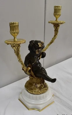 Bronze Kerzenständer, 19. Jh., 2er Set
