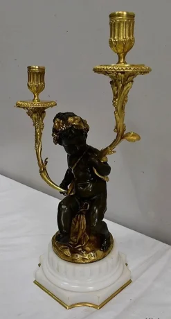 Bronze Kerzenständer, 19. Jh., 2er Set