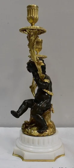Bronze Kerzenständer, 19. Jh., 2er Set