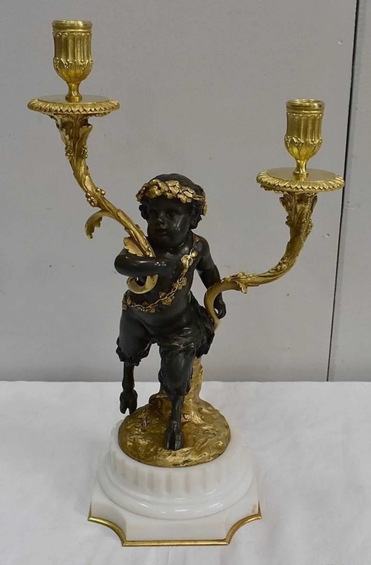 Bronze Kerzenständer, 19. Jh., 2er Set