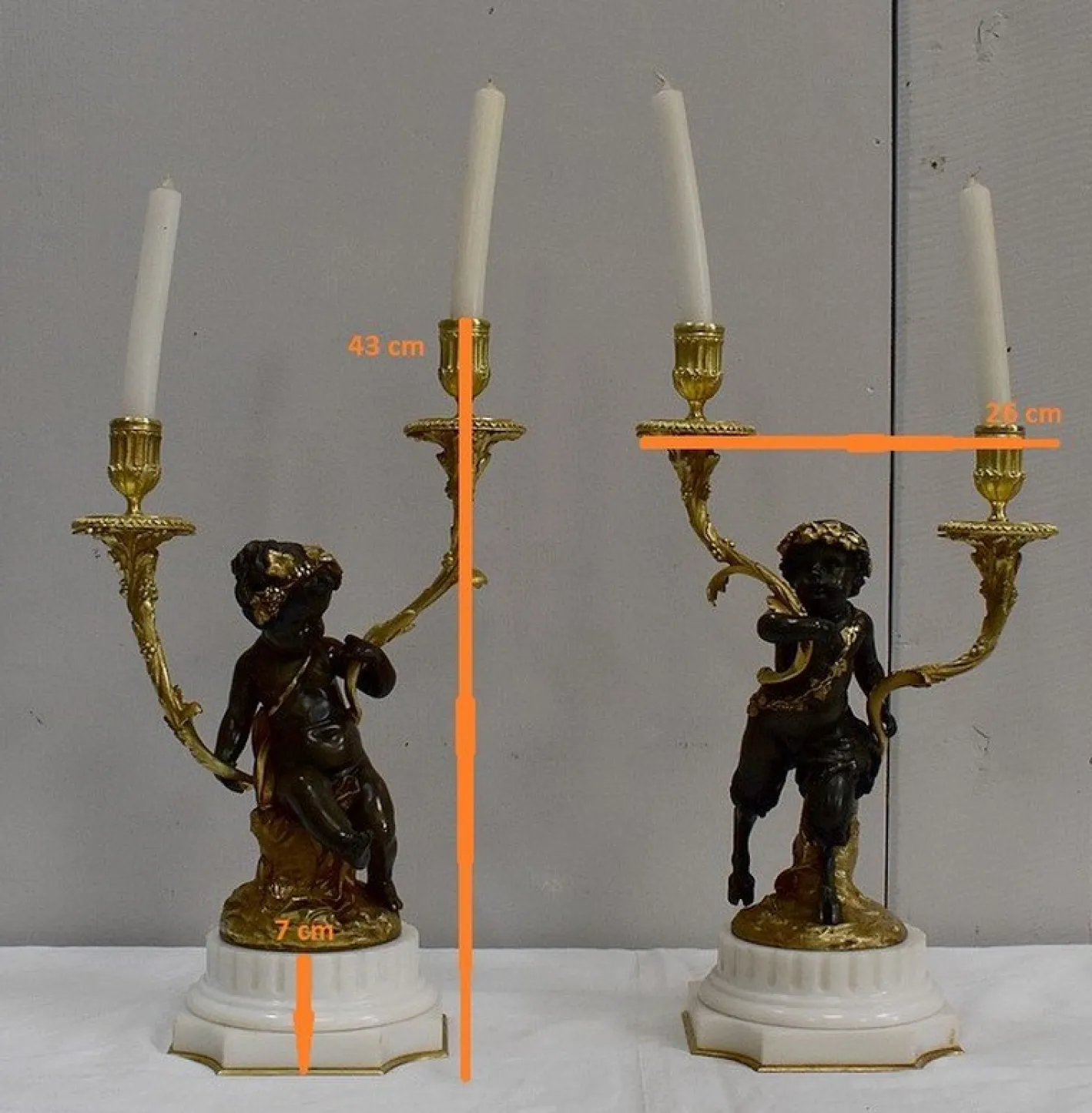Bronze Kerzenständer, 19. Jh., 2er Set