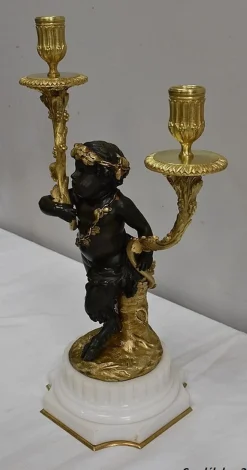 Bronze Kerzenständer, 19. Jh., 2er Set
