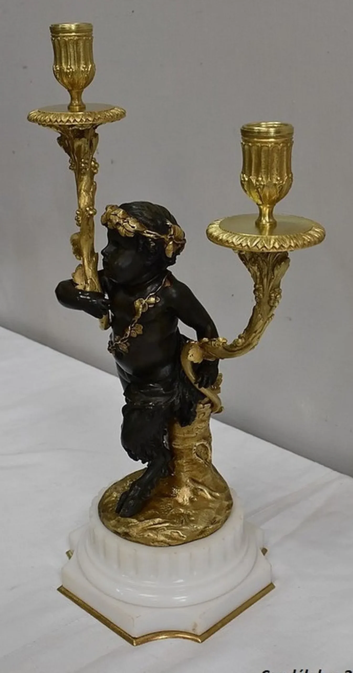 Bronze Kerzenständer, 19. Jh., 2er Set
