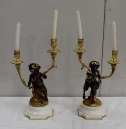 Bronze Kerzenständer, 19. Jh., 2er Set