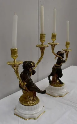 Bronze Kerzenständer, 19. Jh., 2er Set