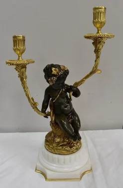 Bronze Kerzenständer, 19. Jh., 2er Set