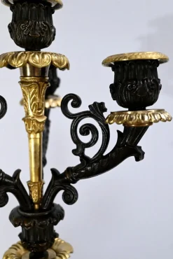 Bronze Kerzenständer mit doppelter Patina, Frühes 19. Jh., 2er Set