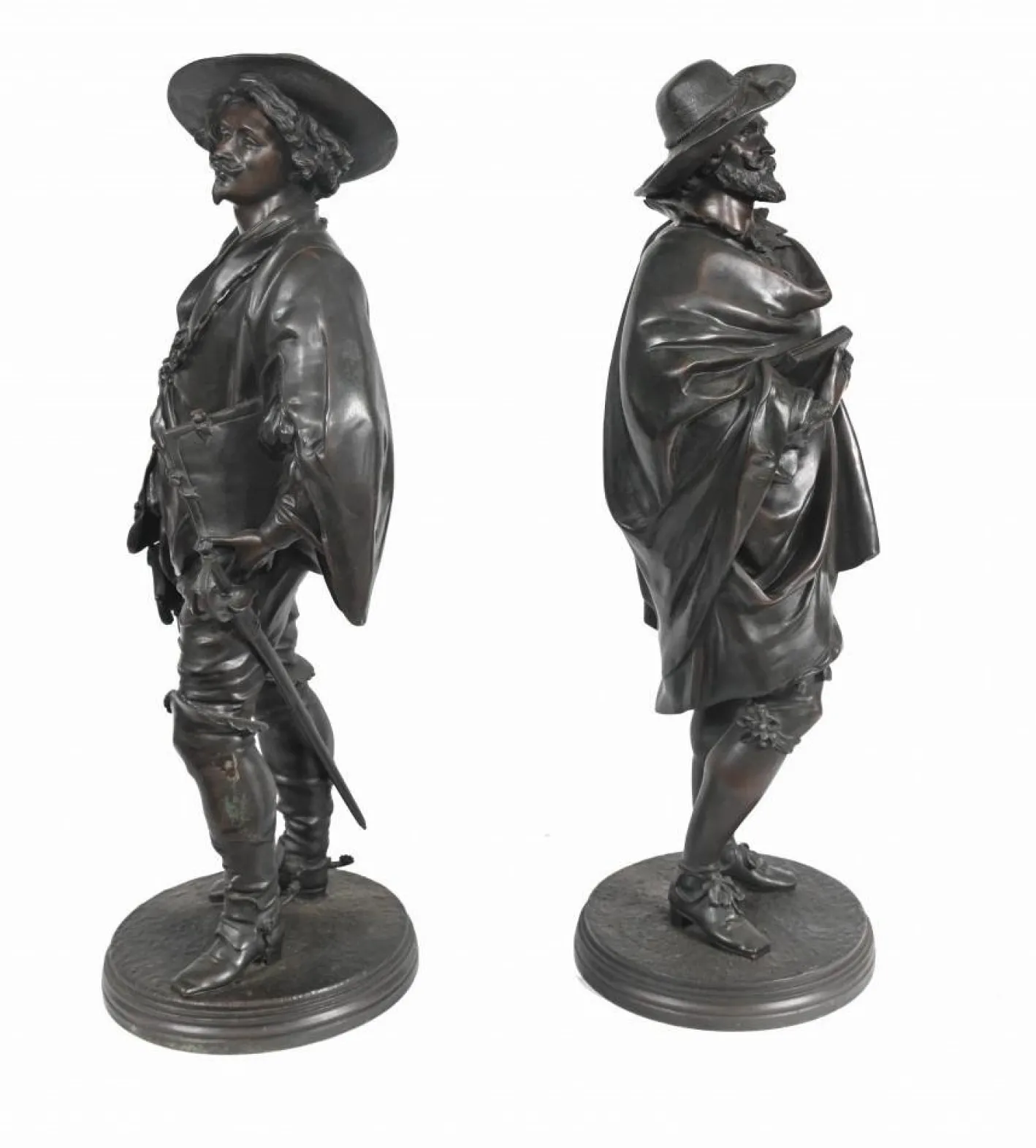 Bronze Statuen Rubens und Van Dyck von Jean Jules Salmson, 2er Set