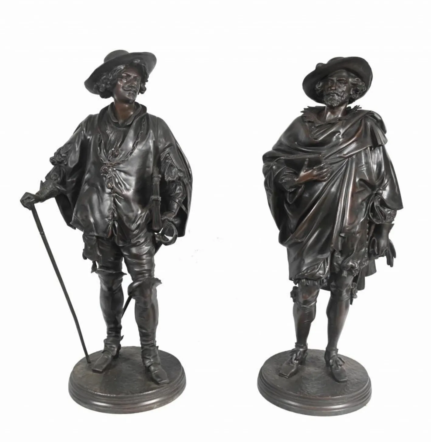 Bronze Statuen Rubens und Van Dyck von Jean Jules Salmson, 2er Set