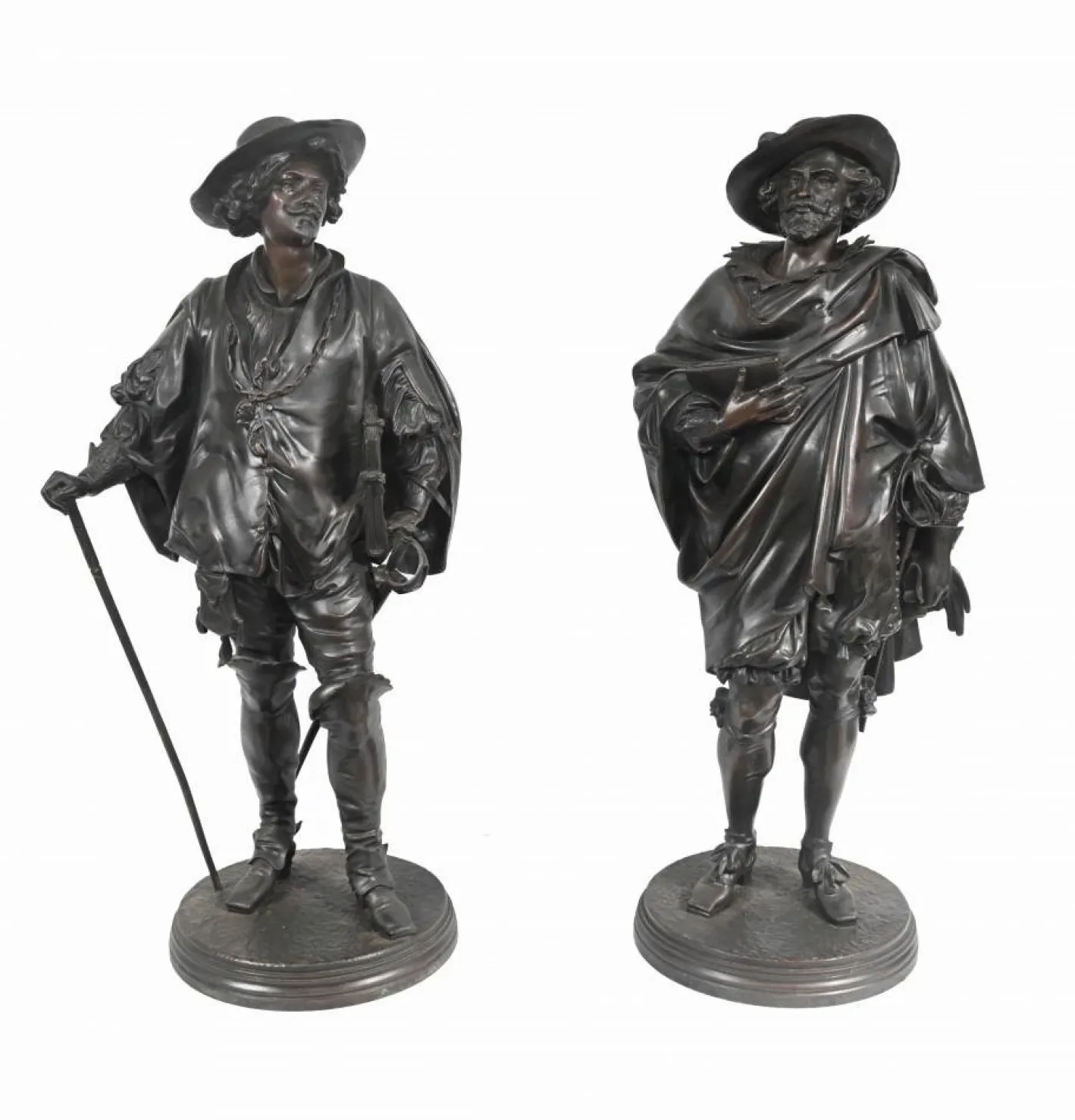 Bronze Statuen Rubens und Van Dyck von Jean Jules Salmson, 2er Set