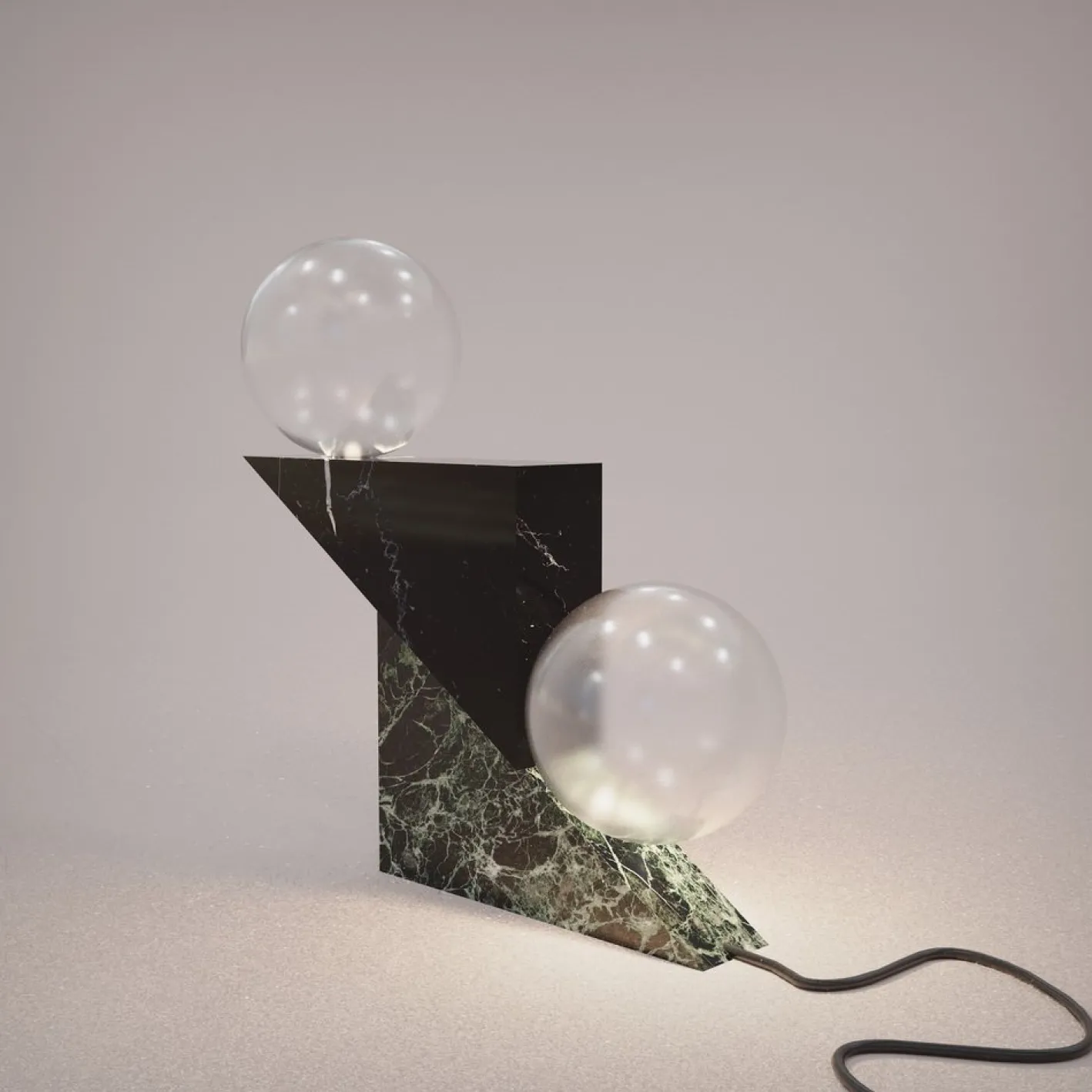 Brutalistische Clitemnestra Tischlampe aus Alpi Marmor & venezianischem Glas von CARCINO Design für October Gallery