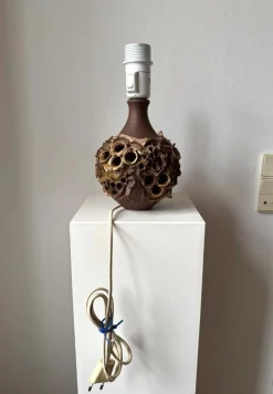 Brutalistische dänische Vintage Tischlampe aus Steingut von Bodil Marie Nielsen, 1970er