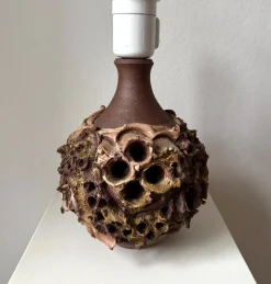 Brutalistische dänische Vintage Tischlampe aus Steingut von Bodil Marie Nielsen, 1970er