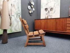 Brutalistische Eichenholzsessel und -fußhocker von Awa Holland für Awa Meubelfabriek, 1979, 4er-Set