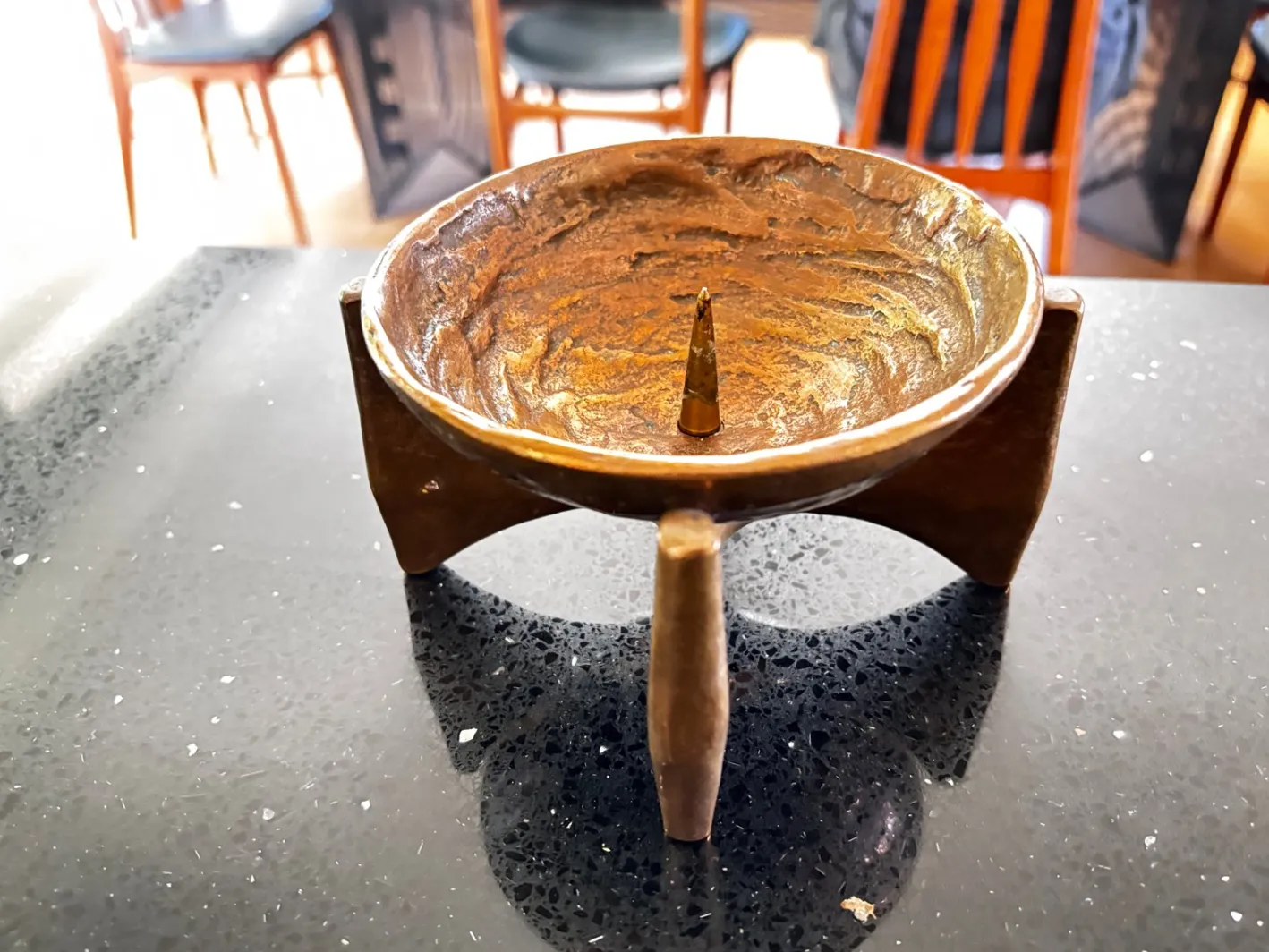 Brutalistischer Bronze Kerzenständer von Michael Harjes, 1960
