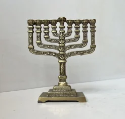 Brutalistischer Chanukka Menorah Kerzenhalter aus Bronze von Hen Holon, Israel, 1970er