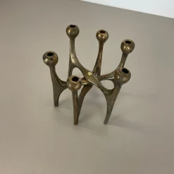 Brutalistischer deutscher Mid-Century Kerzenhalter aus Bronze von Michael Harjes, 1960er