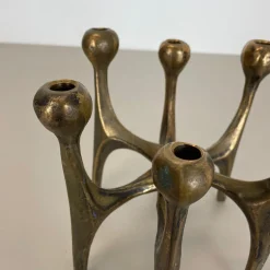 Brutalistischer deutscher Mid-Century Kerzenhalter aus Bronze von Michael Harjes, 1960er
