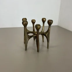 Brutalistischer deutscher Mid-Century Kerzenhalter aus Bronze von Michael Harjes, 1960er
