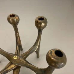 Brutalistischer deutscher Mid-Century Kerzenhalter aus Bronze von Michael Harjes, 1960er