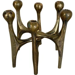 Brutalistischer deutscher Mid-Century Kerzenhalter aus Bronze von Michael Harjes, 1960er
