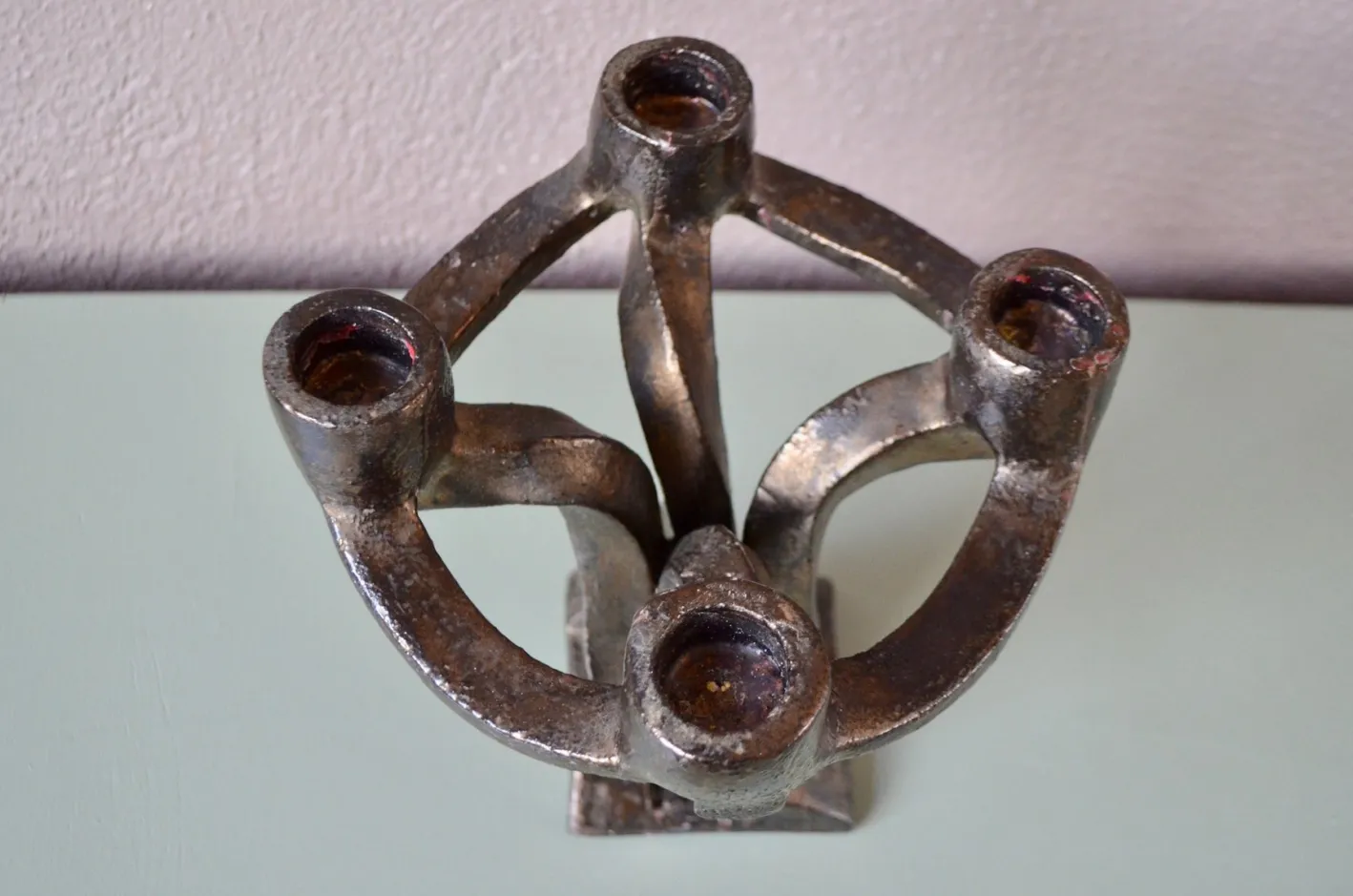Brutalistischer Vintage Kerzenhalter aus Keramik